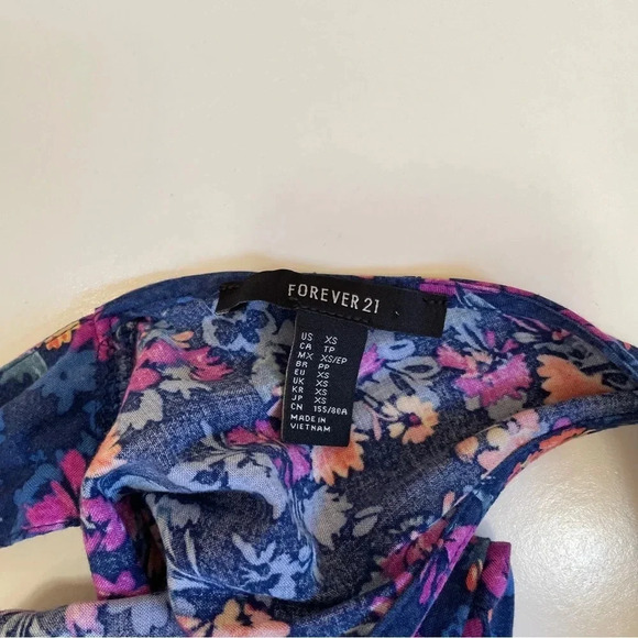 Forever 21 Floral Print Tie-back Sleeveless Purple and Blue Mini Halter Dress - Picture 9 of 16